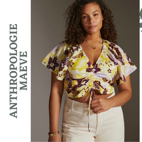 Maeve by Anthropologie Cinched Butterfly-Sleeve Floral Top – Plus 2X - Picture 1 of 9